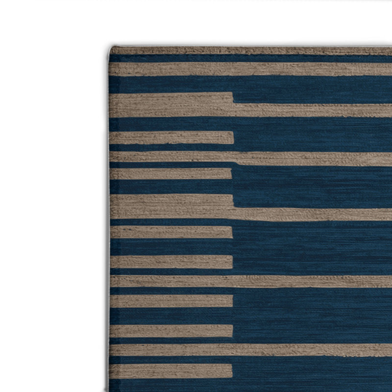 Tapis intérieur / extérieur bleu HorizontalStripes, Rectangulaire 2 pi x 3 pi