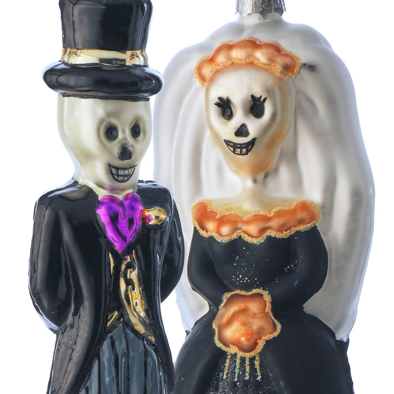 5.5" Glass Bride /Groom Skeleton Ornament
