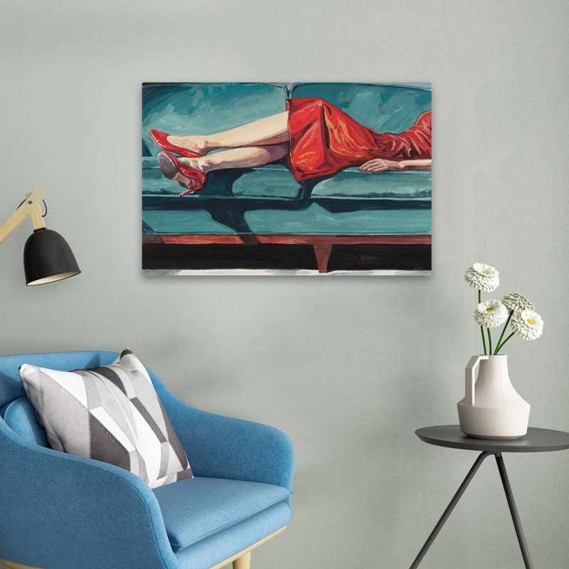 Just Resting My Eyes - art chaic beige, bleu et brun, H 16 po x l 24 po