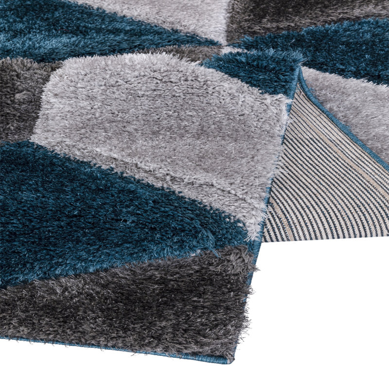 Shaggy Rug Emerald Large Living Room Carpet & Extra Long Hallway Runner Modern Geometric Non Slip Bedroom Area Rug