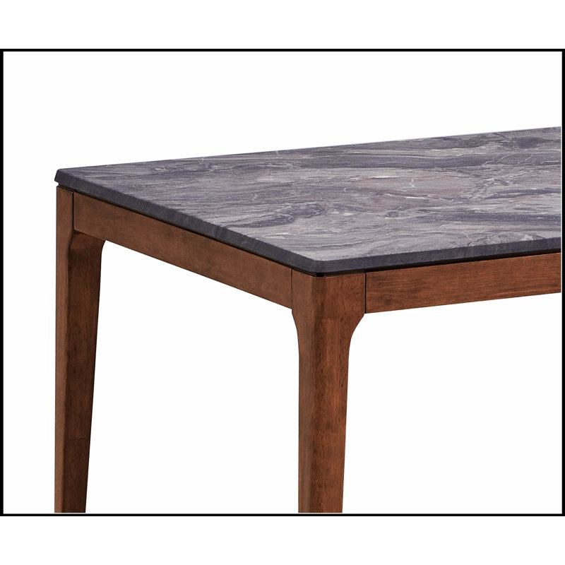 Bevis Engineered Stone Top & Walnut Finish Dining Table, Combining Elegance, Durability, and Modern Style for Any Dining Room.