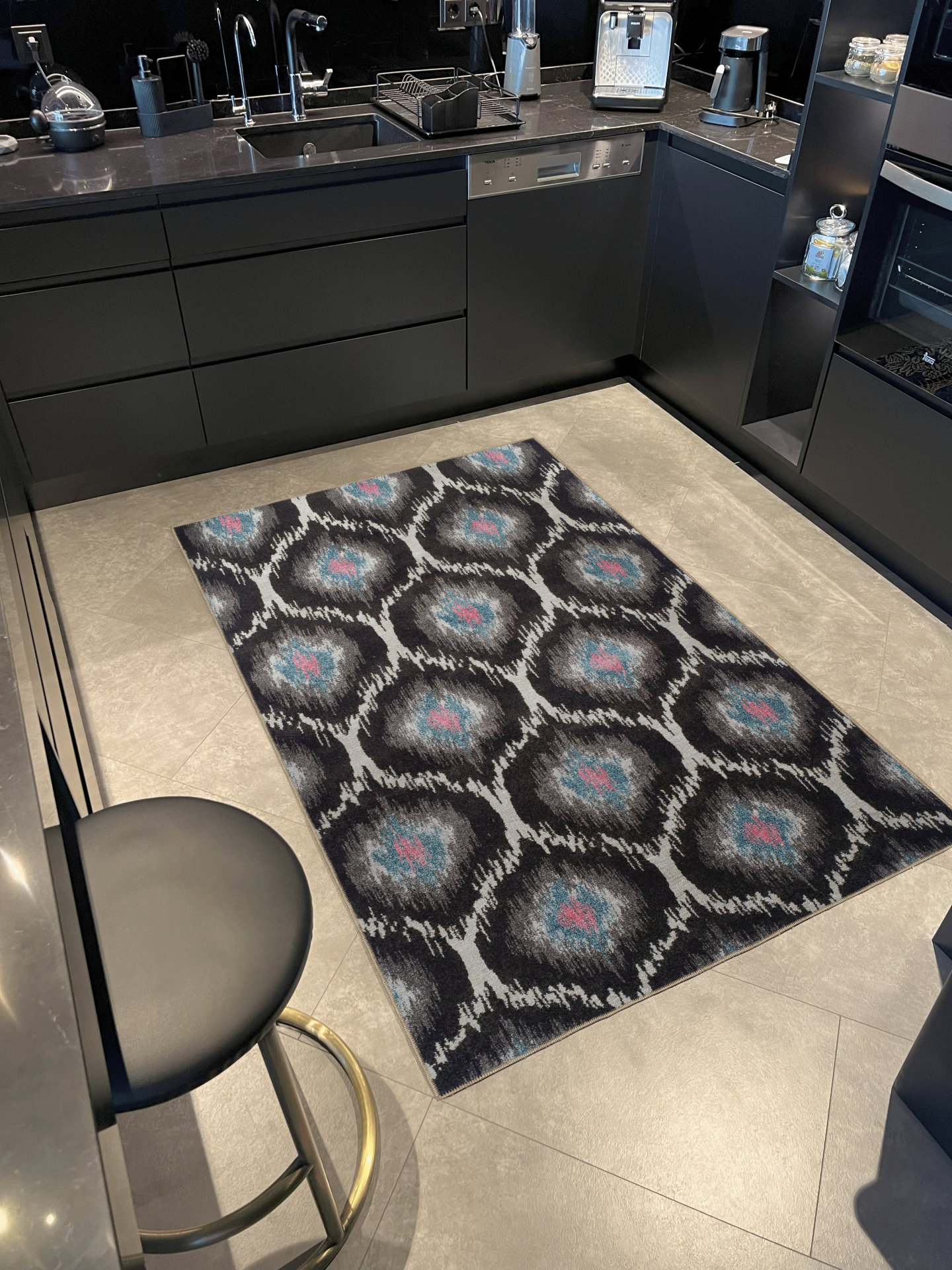 Orren Ellis Black-Gray Themed Abstract Design Vibrating Geometric ...