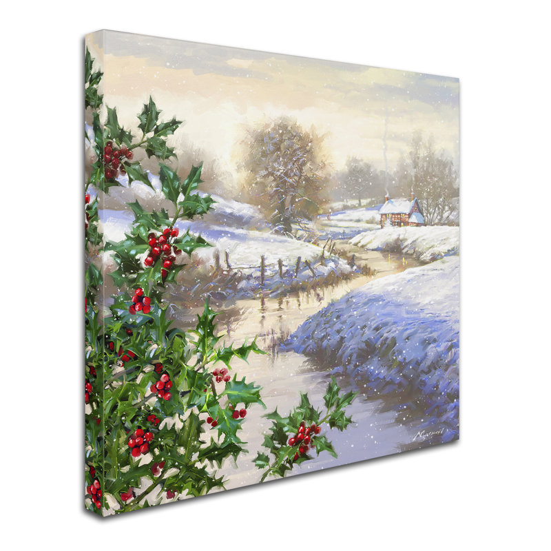 Armand 'Christmas Stream' Print on Canvas, 14" H x 14" W x 2" D