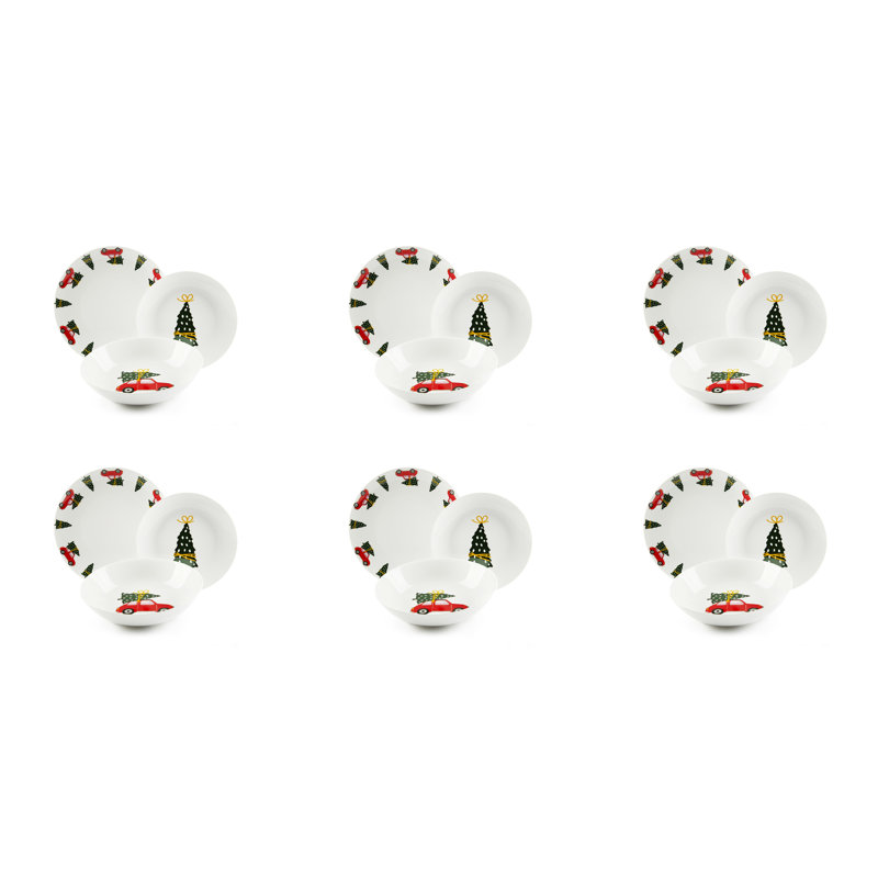 Ready For Christmas Piece Porcelain China Dinnerware Set - Service for 6