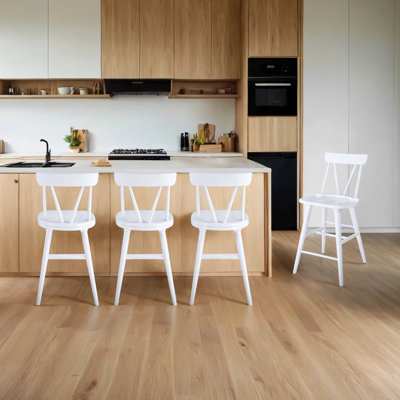 Brentyn 24"H Wood Mid-Century Modern Spindle Full Back Kitchen Counter Height Barstools Chair