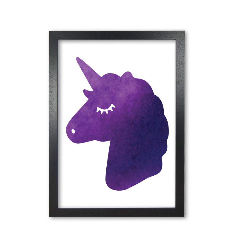 Unicorn Silhouette - Painting, Black Grain Frame, 60 cm H x 42 cm W x 5 cm D