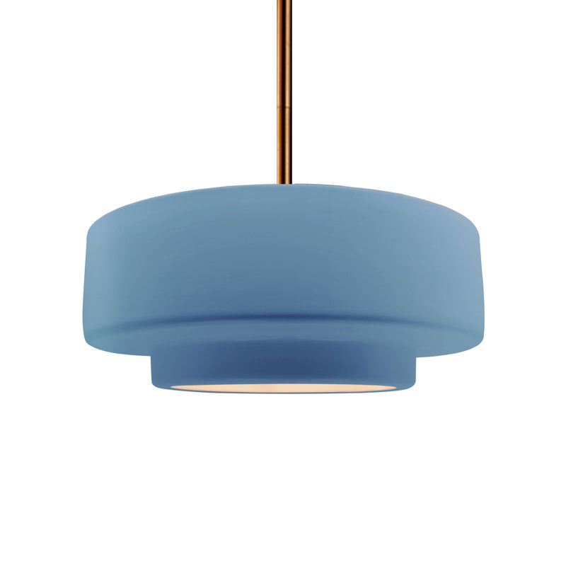 Luminaire suspendu à 1 lumière Meydan, Bleu ciel, H 5,25 po x l 14,5 po x P 14,5 po, Laiton brossé
