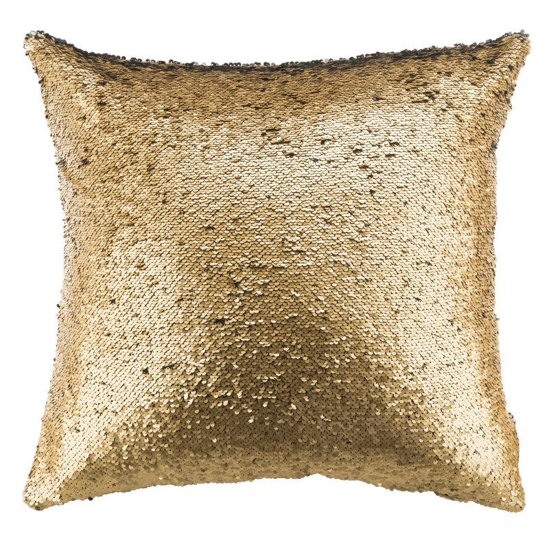 Gold and Black Sequined 18" Square Throw Pillow