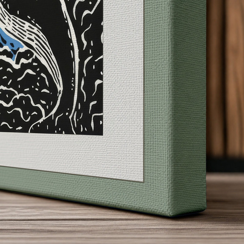 Leaping Whales Coastal - Wrapped Canvas, 36x24 - 91.4 x 61.0 cm, Sage Border