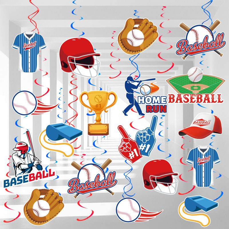 Baseball décorations de tourbillons suspendus, 33 pièces de spirales de baseball suspendues