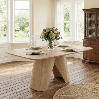 70.9" Modern Dining Table with Sculptural Bendwood Base
