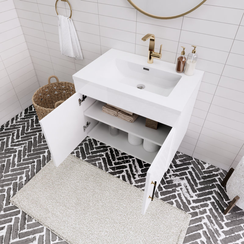 Ensemble de meuble-lavabo simple 30 po Topi, Blanc brillant