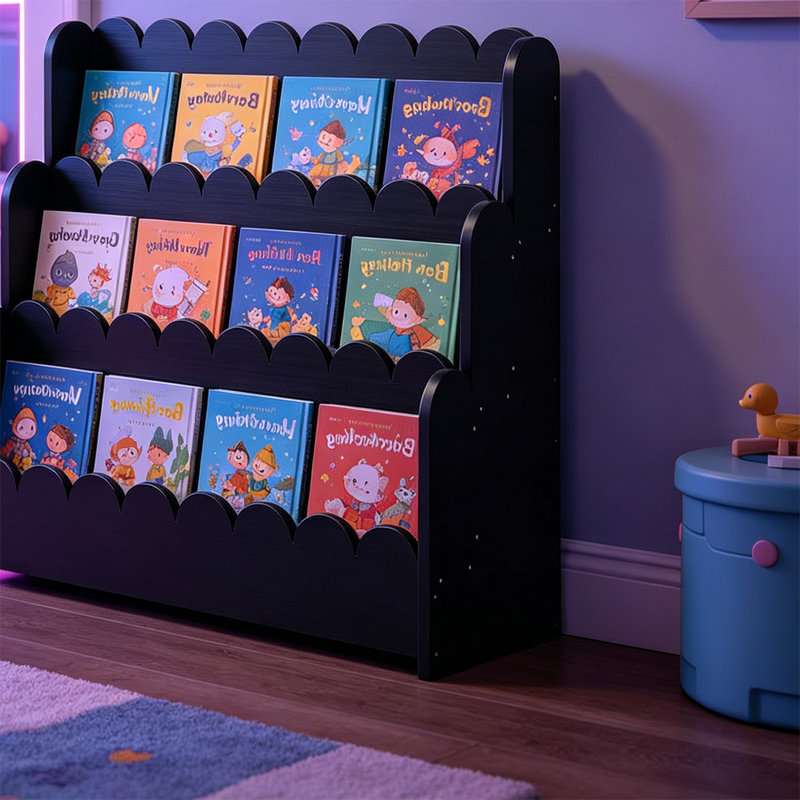 Bibliothèque en bois à 3 niveaux, bibliothèque pour tout-petits, bibliothèque de présentation pour chambres d'enfants, salle de jeux, chambre de bébé
