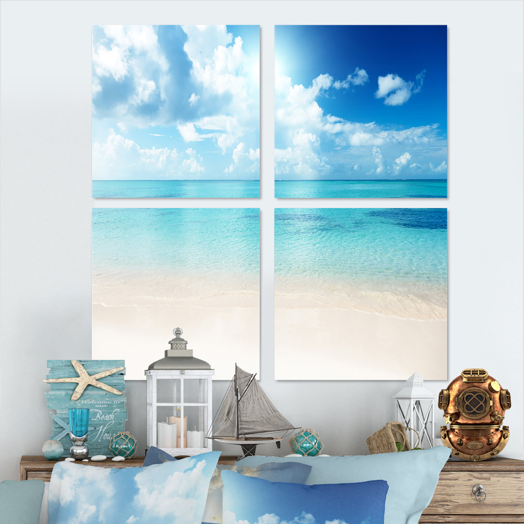 " Sand Of Beach In Blue Caribbean Sea " 4 - Pieces Rosecliff Heights