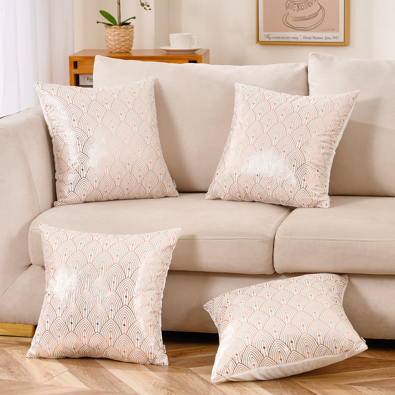 Geometric Velvet Reversible Throw Pillow, White, Pillow Cover Only - No Insert, 18" x 18"