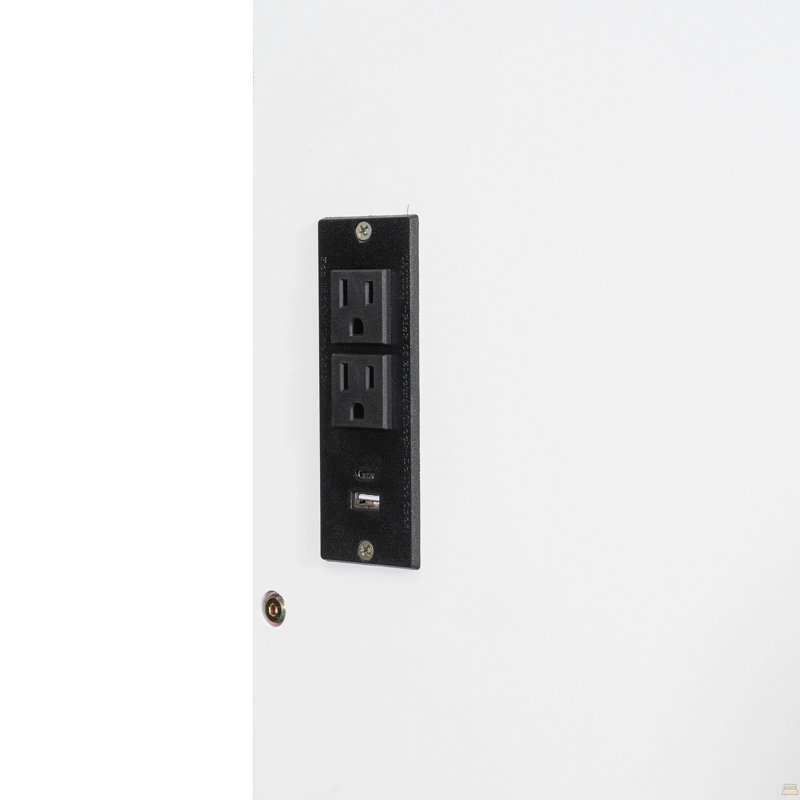 Grand lit escamotable mural et USB, blanc