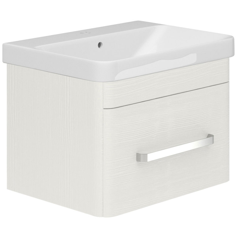 600mm Single Bathroom Vanity with Semi-Recessed Ceramic Basin, White