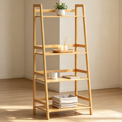 Bamboo 4 Tier Bookcase, Multi-Functional Bookshelf Storage Rack, Plant Stand Display Shelf, Natural Finish, Sturdy And Eco-Friendly
