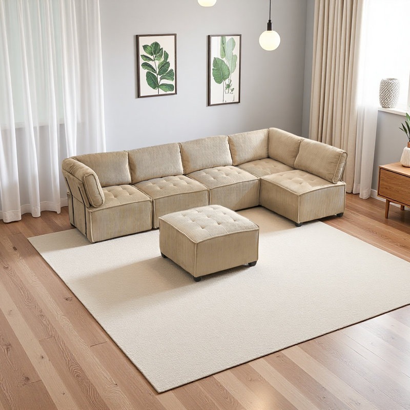 Canapé modulaire modulaire en forme de U avec méridienne réversible Canapé modulaire modulaire, canapé convertible 6 places, parfait pour le salon