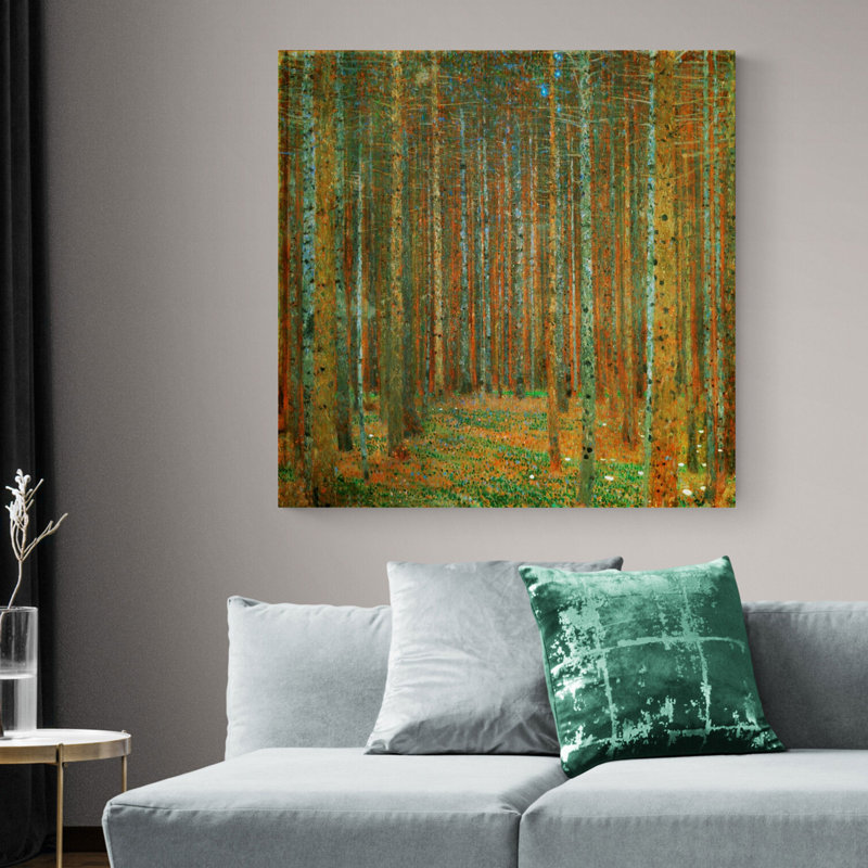 Pine Forest by Gustav Klimt - Wrapped Canvas Painting, 41cm H x 41cm W x 4cm D
