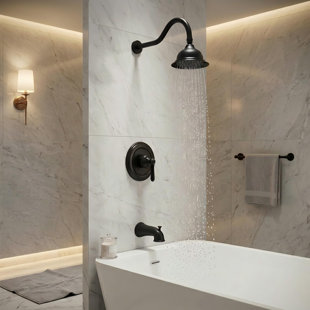 Robinet de douche à pression équilibrée 1,8 GPM avec bec de baignoire et valve brute en laiton