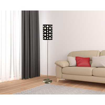 66" Steel Novelty Floor Lamp With Black And White Drum Shade