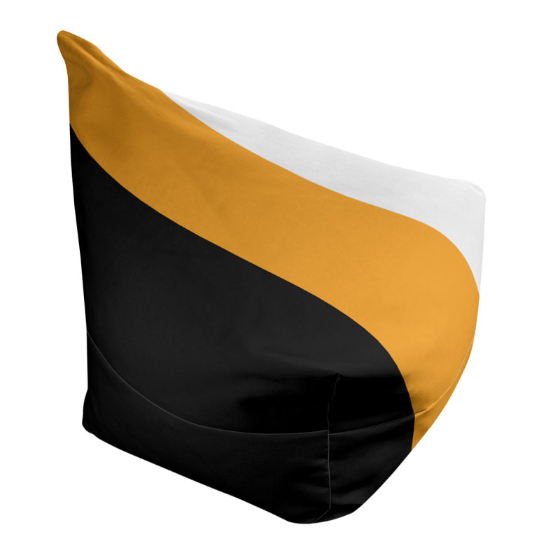 Bean Bag Chair & Lounger, 31" x 38" x 42", Black/Yellow/White