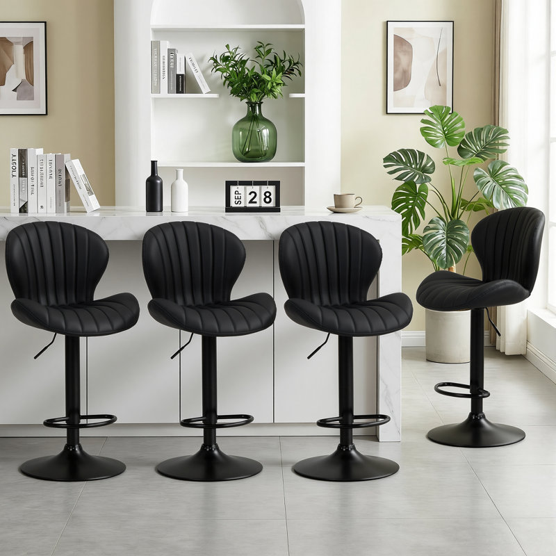 Tabouret de bar pivotant à 360 ° - Hauteur réglable avec structure en métal robuste, Noir