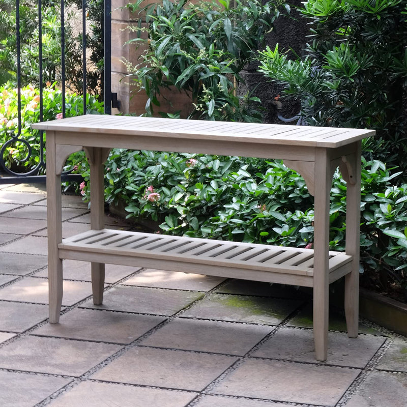 Rech Rectangular Teak Outdoor Buffet & Console Table, Weathered Grey