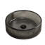 Lavabo de salle de bain rond 14 po en cristal noir transparent, design artistique, idéal pour les comptoirs, entretien facile, éclaboussures d'eau, bec de robinet 9 po noir nécessaire 14,02 x 4,41 po sans robinet-130612053