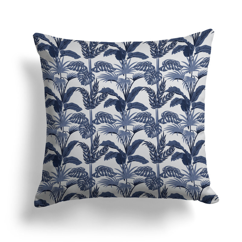 Jungle Symphony  Square Throw Pillow, 16"H x 16"W, Blue/Silver