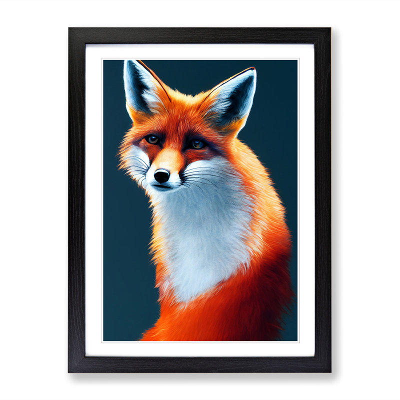 FRM-V0523-1038X Fox Portrait Vol.4 - Single Picture Frame Print, Black Framed, 64cm H x 46cm W x 2cm D