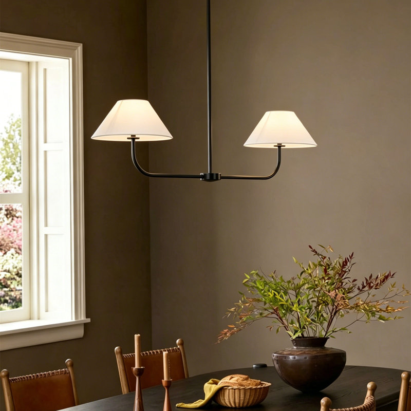 Luminaire suspendu pour îlot de cuisine 2 lumières Kelsey, Noir mat