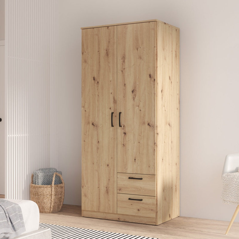 Charlyse 2 Door Wardrobe with 2 Drawers in Artisan Oak, 82 cm