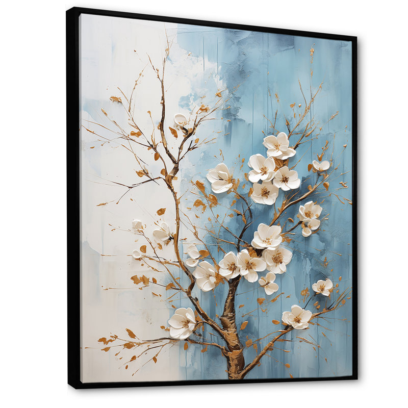 Cornouiller blanc en fleurs, H 32 po x l 24 po x P 1 po, Cadre flottant noir