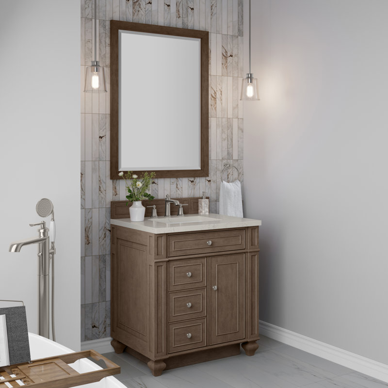 Bristol 30'' W Single Vanity, Whitewashed Walnut, 8" Widespread, Siberian