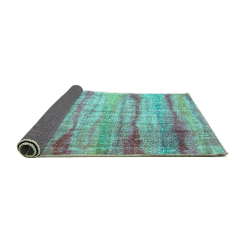 Tapis bleu tissé à la machine Jedicke, Carré 4 pi x 4 pi