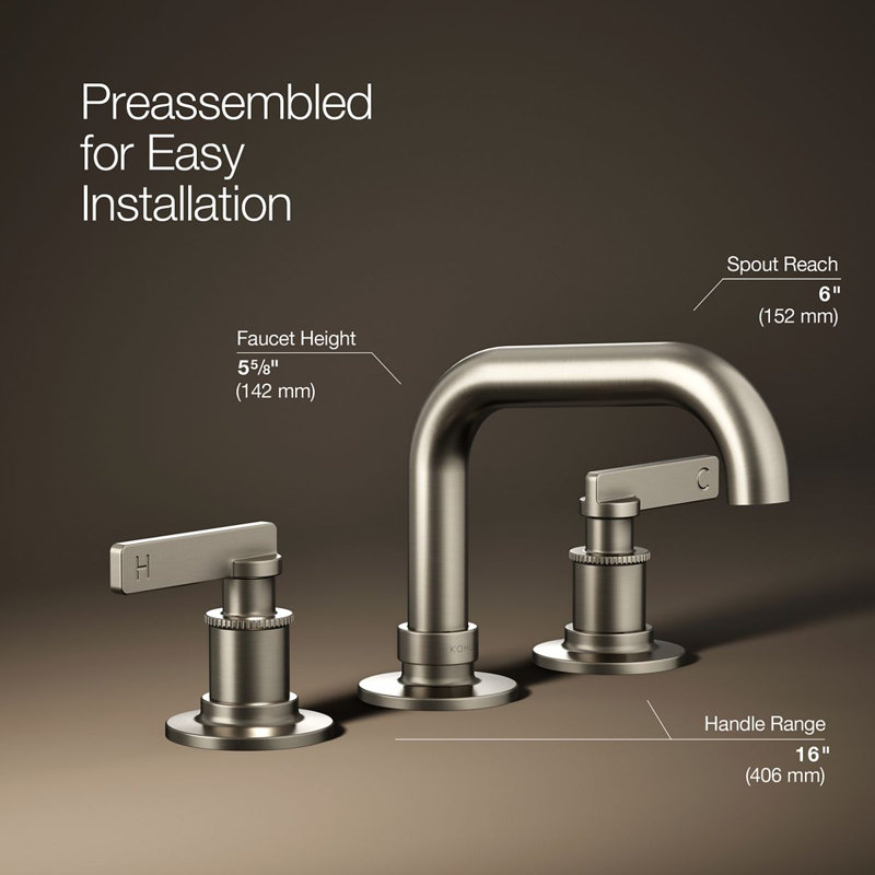 Castia by Studio McGee Widespread Bathroom Sink Faucet 1.2 GPM, Matte Black, 1.0 GPM