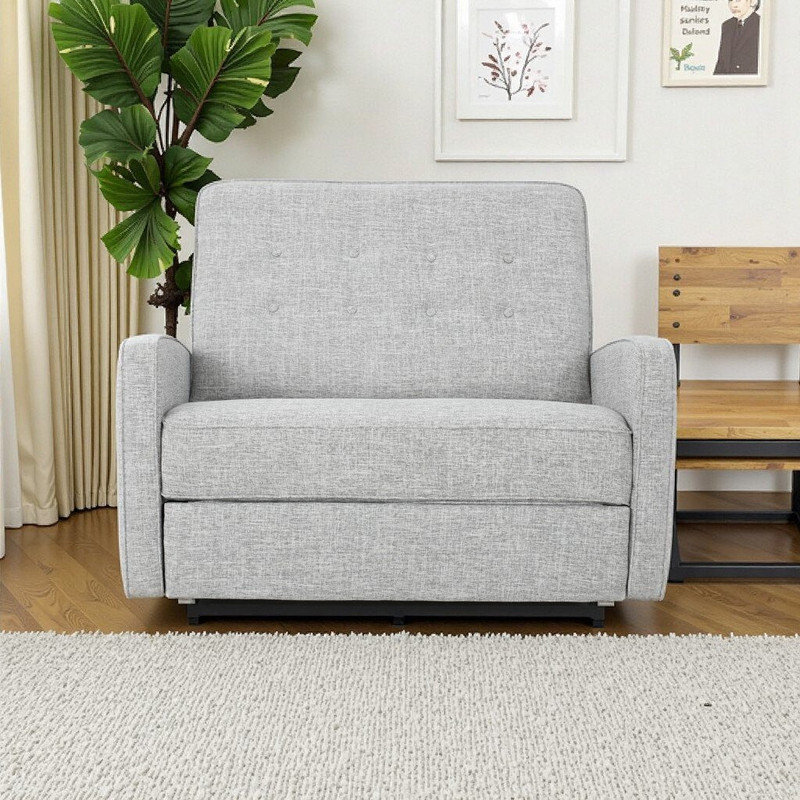 Fauteuil inclinable manuel en tissu d'ameublement durable, Gris clair