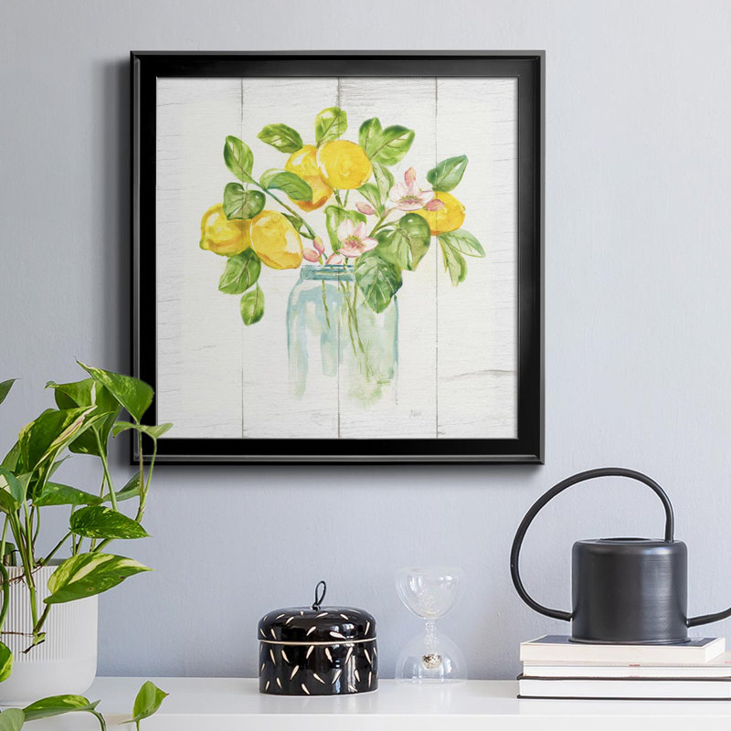 Lemon Branches II - peinture sur toile encadrée, Noir, H 34,5 po x l 34,5 po x P 1,5 po