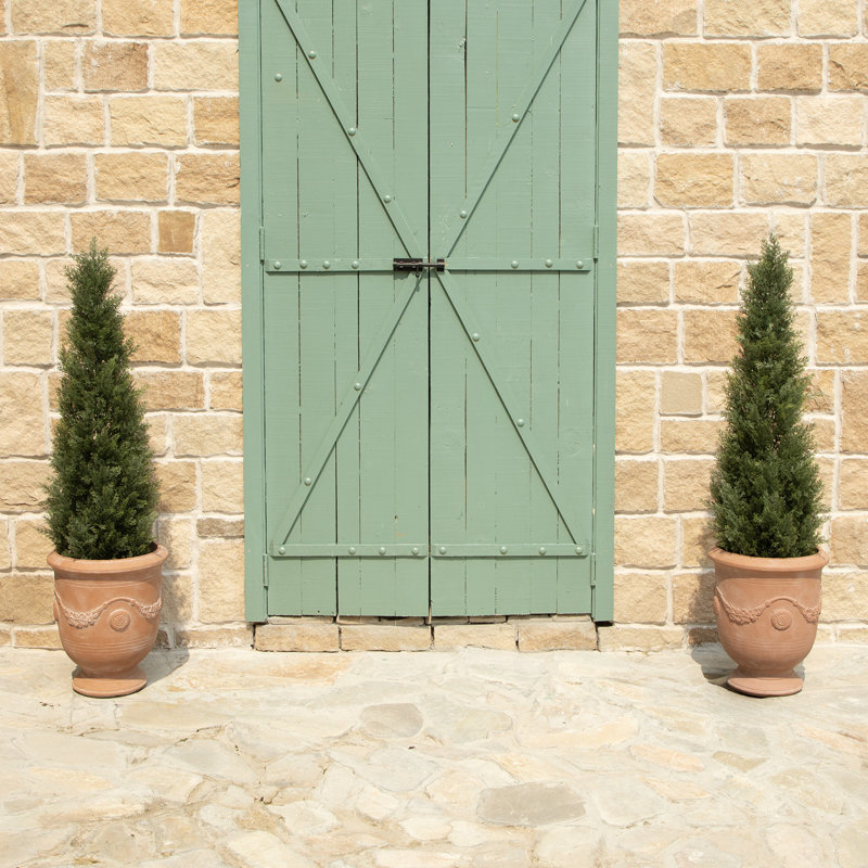 Cèdre artificiel résistant aux rayons UV pour la terrasse, Ensemble de 2, H 48 po x l 16,5 po