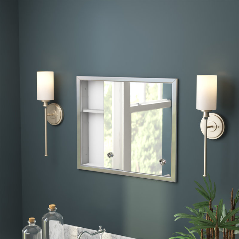 Odelia Sliding Door Medicine Cabinet, Recessed Mounted