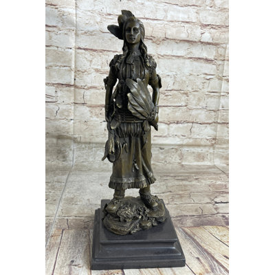 Statue féroce amérindienne amérindienne signée en bronze à la cire perdue