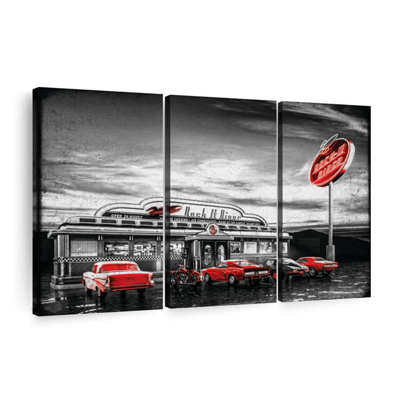 Impression sur toile American Diner Pop, H 32 po x l 50 po x P 1,25 po