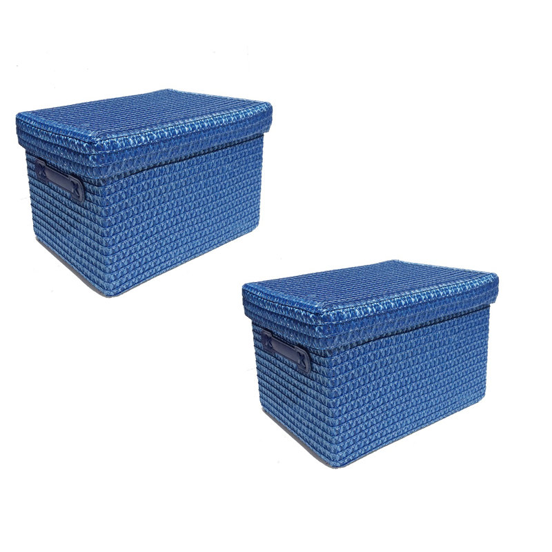 Symple Stuff Fabric Decorative Basket, Blue/Blue, 17cm H x 23cm W x 17.5cm D