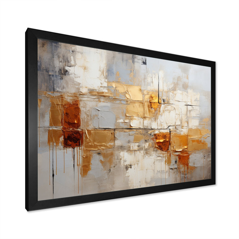 Garrens Transcendent Textures V - Collages abstraits, impressions encadrées, Cadre simple noir, H 30 po x l 40 po x P 1,5 po