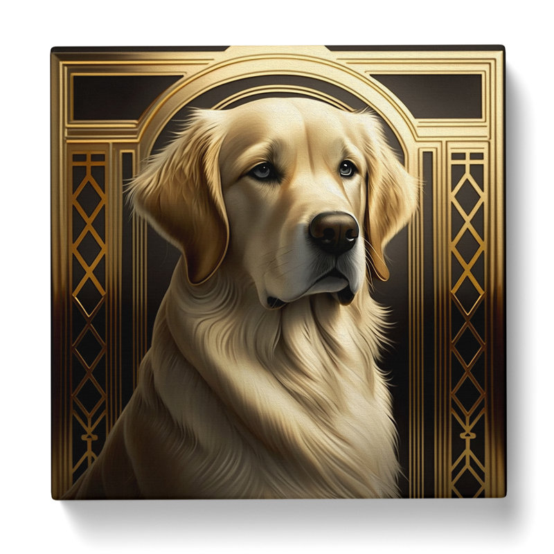 Golden Retriever Art Deco - No Frame Print, 35cm H x 35cm W x 3cm D