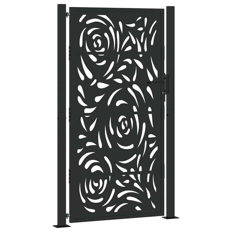  Garden Gate Steel Flame Design, 105 x 180 cm, Black