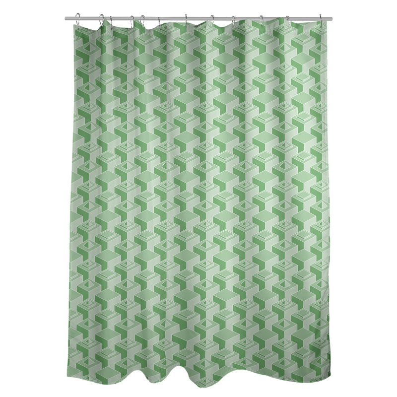 Rideau de douche simple Classic Skyscrapers, Vert / blanc