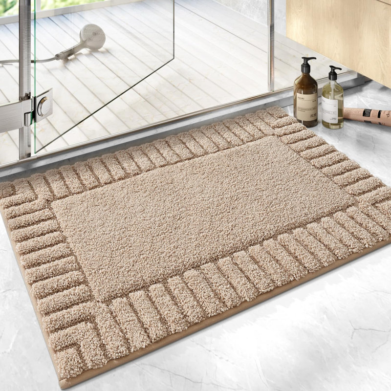 Kaziyah Microfiber Bath Rug, 24" W x 36" L, Khaki